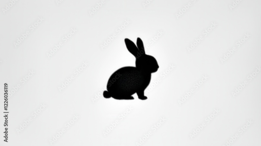 Black rabbit silhouette on clean white background with elegant design Black rabbit silhouette on clean white background with elegant design
