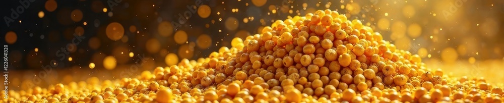 Soybean impacts pile, creating small dust cloud, agricultural, harvest