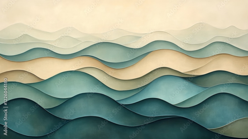 Layered Abstract Waves in Calming Tones Layered Abstract Waves in Calming Tones