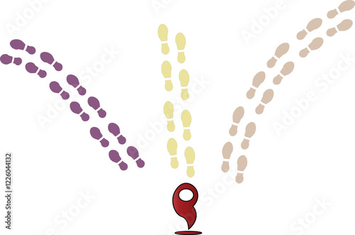 the illustration of footprints that are going in different directions 