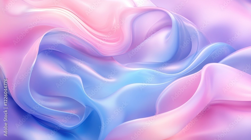 Obraz premium Soft pastel fabric waves in pink and blue hues creating a dreamy effect