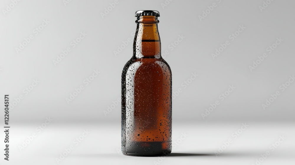 Cold beer bottle studio shot, mockup, condensation Cold beer bottle studio shot, mockup, condensation
