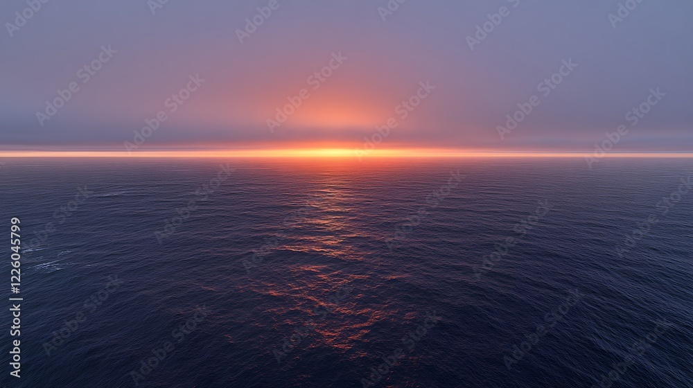 Stunning Ocean Sunset Aerial View, Serene Seascape at Dusk Stunning Ocean Sunset Aerial View, Serene Seascape at Dusk