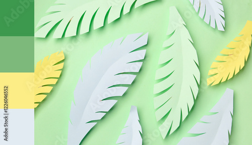 Paper tropical leaves on gr...