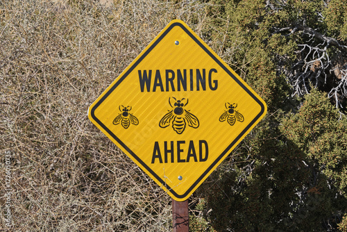 Warning Bees Ahead Sign