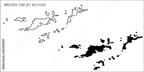 British Virgin Islands Blank Map, British Virgin Islands Map Outline Vector Images