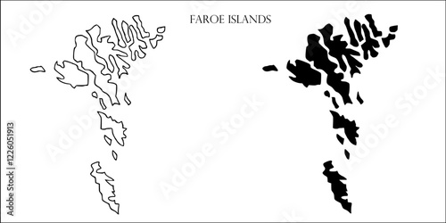 Faroe Islands Blank Map, Faroe Islands Map Outline Vector Images