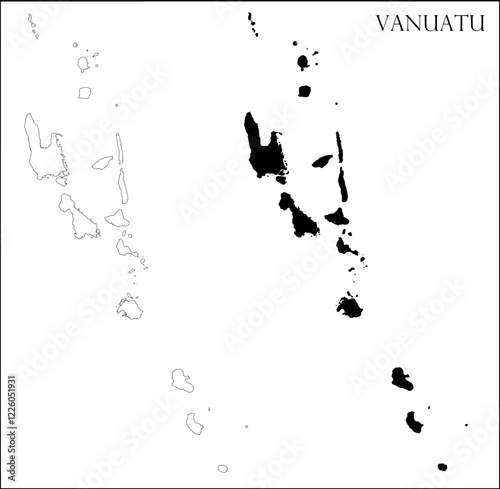 Vanuatu Blank Map, Vanuatu Map Outline Vector Images