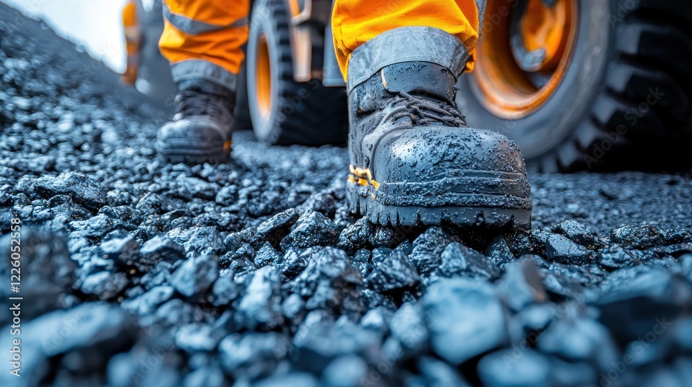 Construction Worker's Boots on Gravel Construction Worker's Boots on Gravel