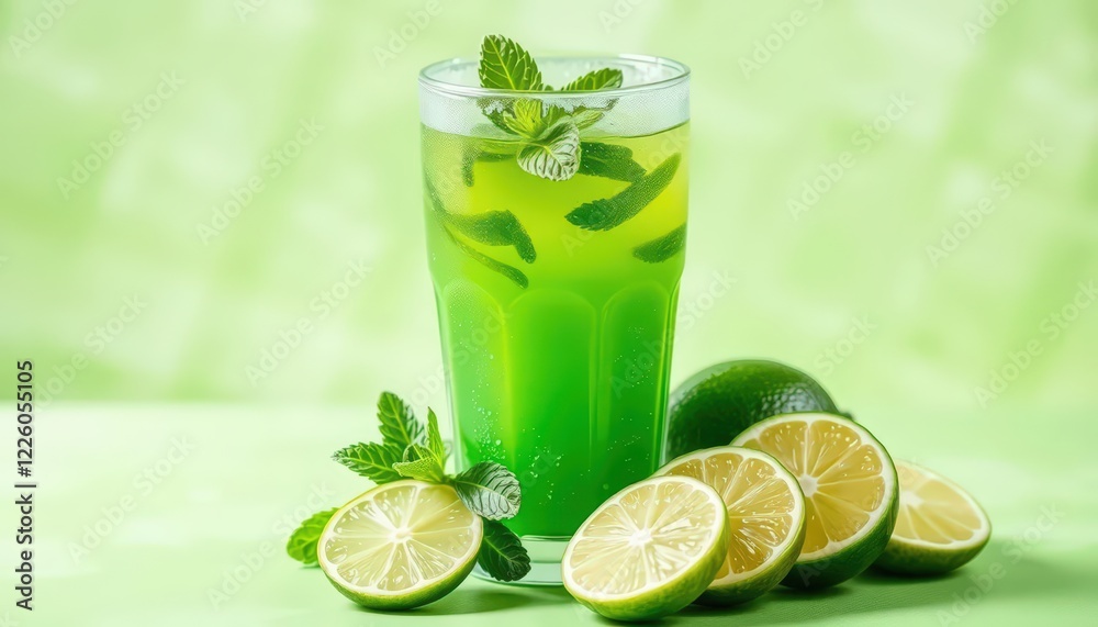 Fototapeta premium Refreshing Lime and Mint Summer Drink