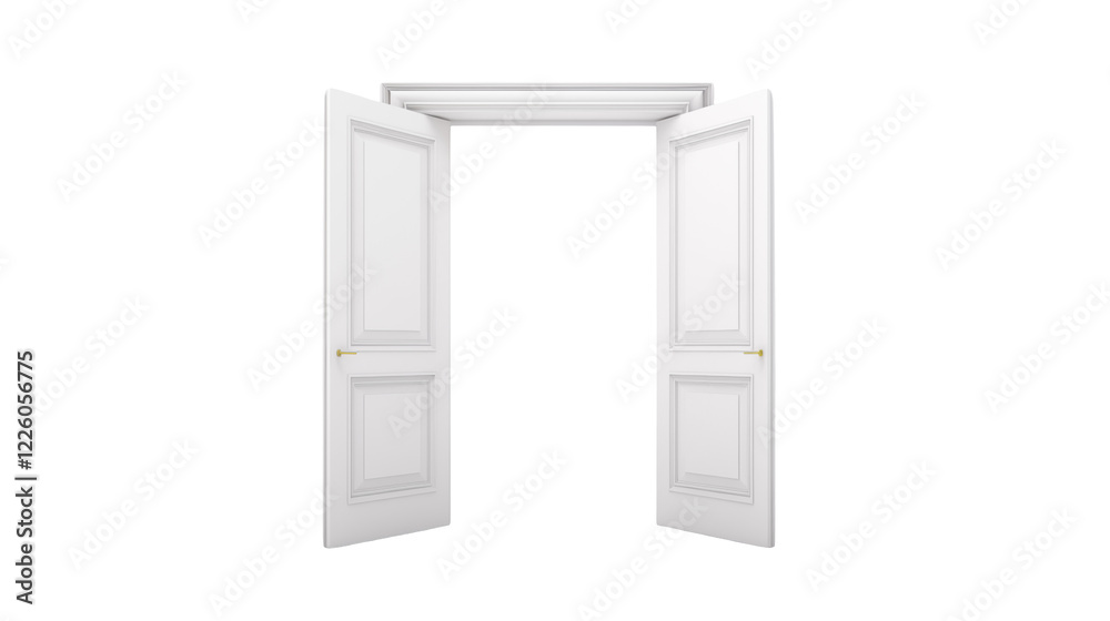 Open White Double Doors Interior Room Entrance Way Open White Double Doors Interior Room Entrance Way
