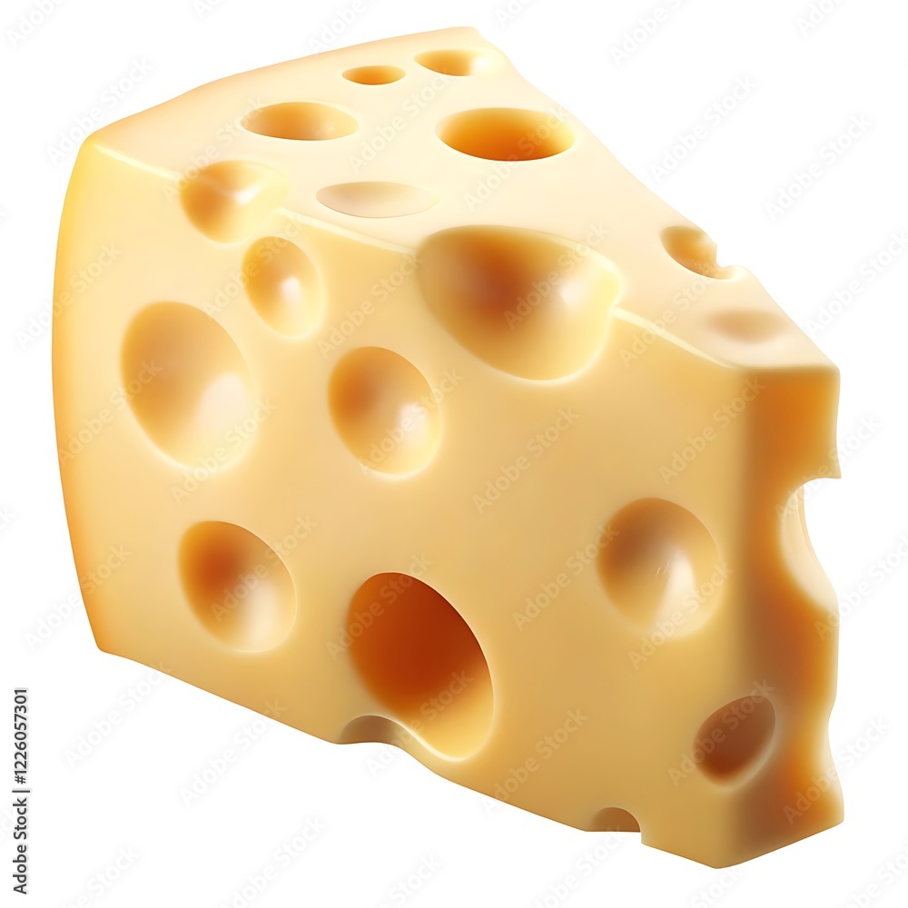 Realistic Illustration of a Large Wedge of Swiss Cheese Realistic Illustration of a Large Wedge of Swiss Cheese