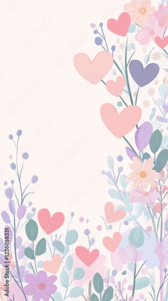 Pastel hearts flowers phone wallpaper design Pastel hearts flowers phone wallpaper design