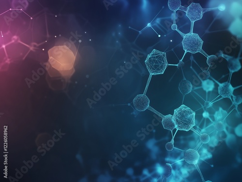 Abstract Science atoms and molecules. View of Human Genome Structure on Dark Background