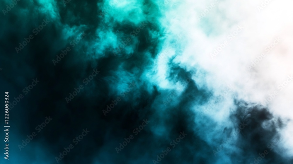 Fototapeta premium Abstract Teal and White Smoke Cloudscape: A Dreamy, Ethereal Visual