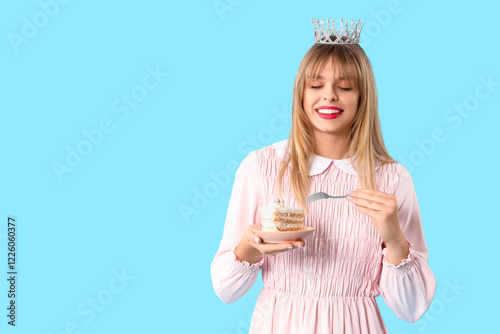 Young woman dressed as doll...