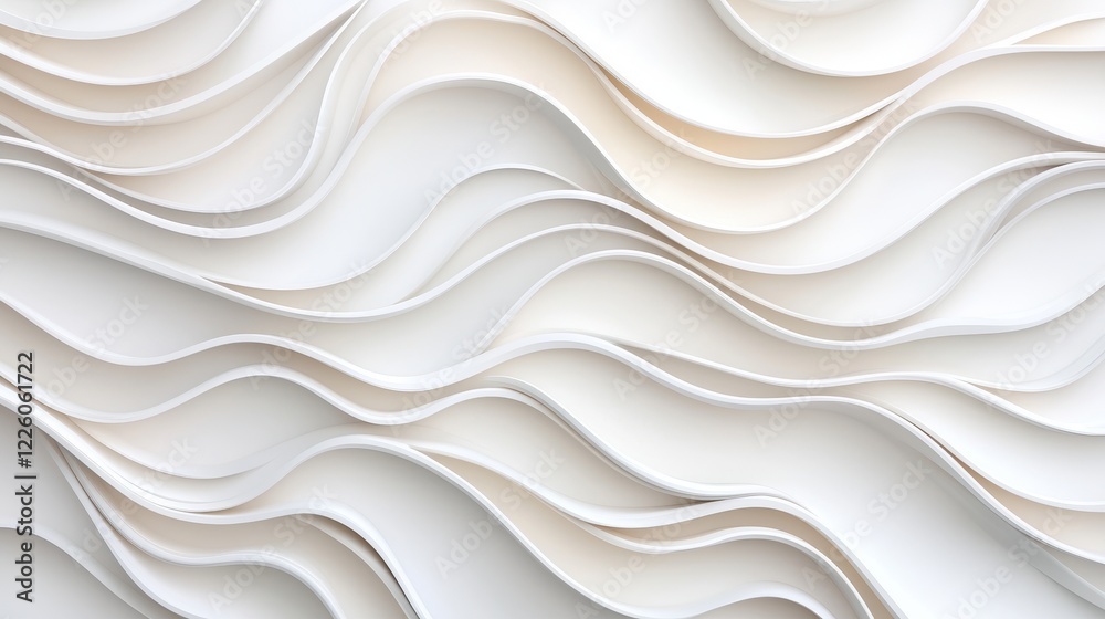 Fototapeta premium Abstract White Wavy Texture Design with Layered Curves and Patterns