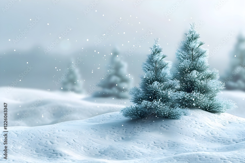 Fototapeta premium A group of trees sitting on top of a snow covered field