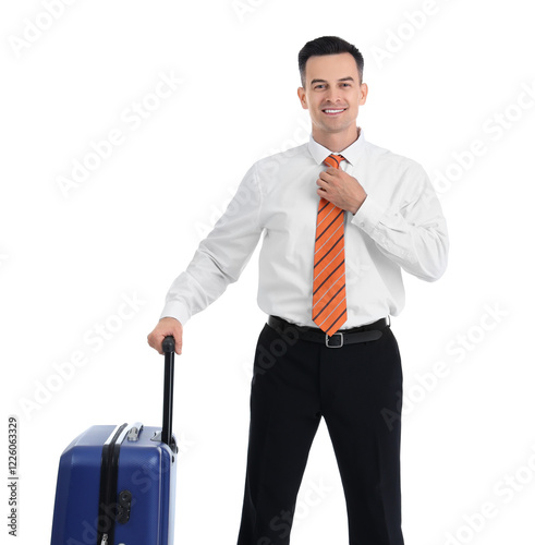 фотографія Handsome steward on white background