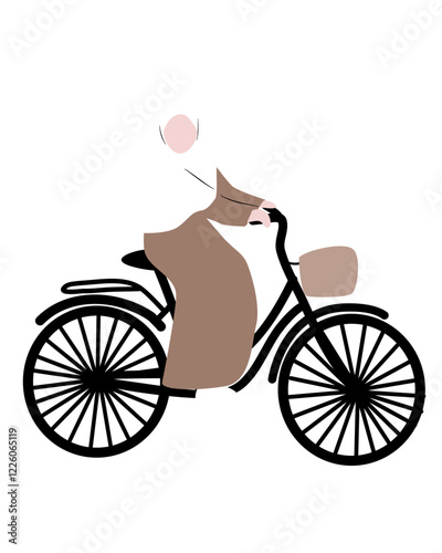 Woman Riding Bicycle Illustration - Modest Fashion