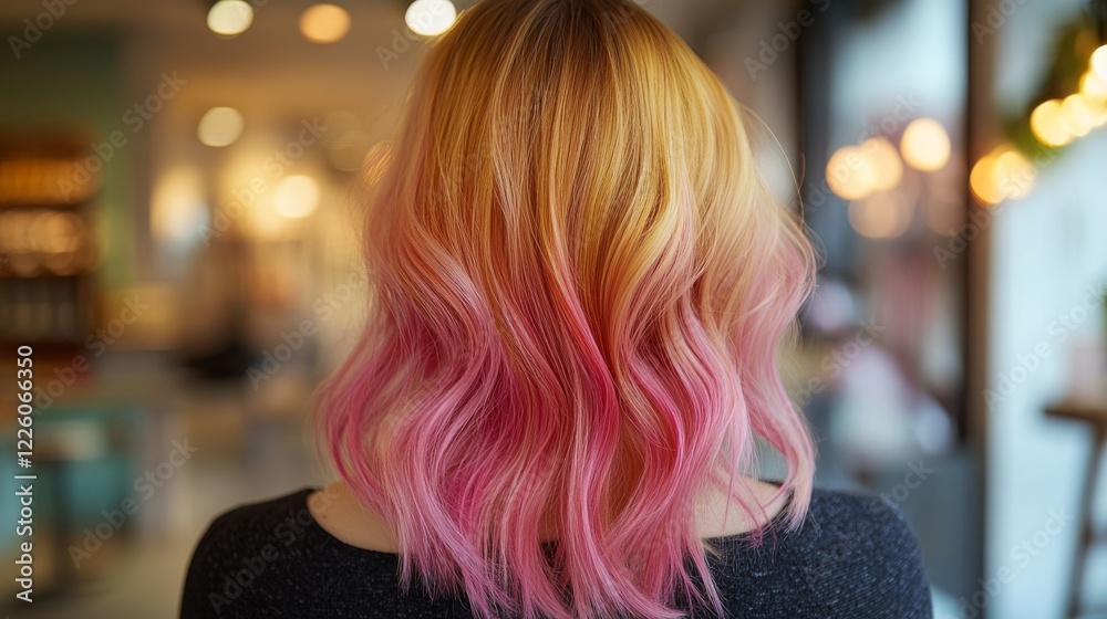 Fototapeta premium Blonde Hair with Pink Ombre Style
