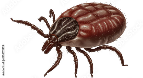Castor bean tick  isolated on withe background,png close-up,