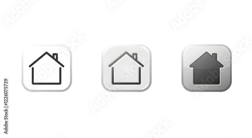 set of different home buttons isolated on transparent background
