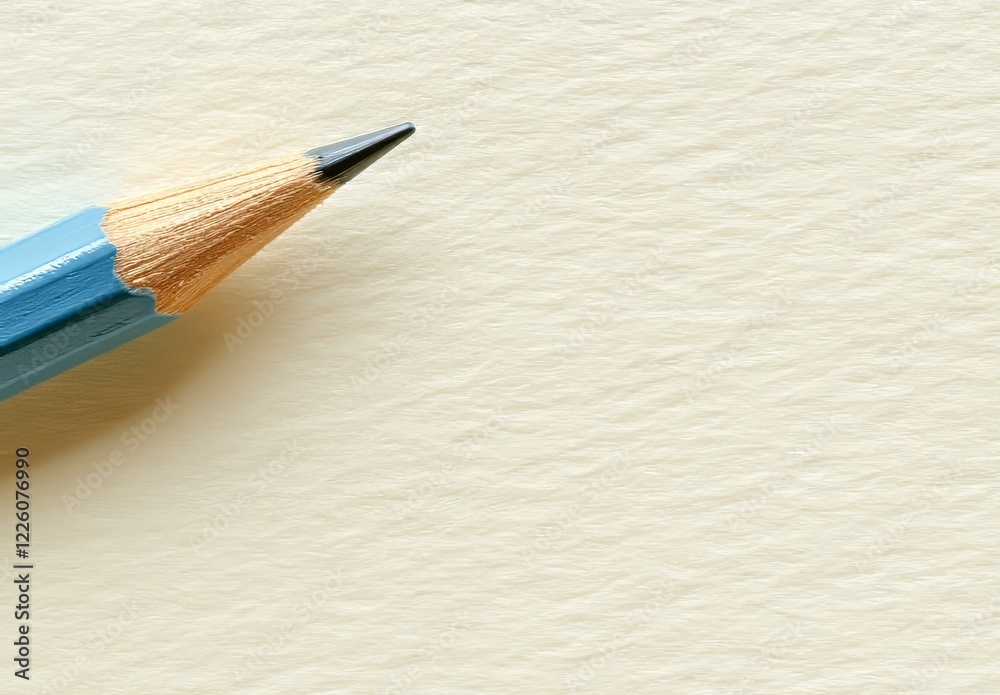 Obraz premium A blue pencil, representing readiness and fresh starts, stands alone on a white backdrop