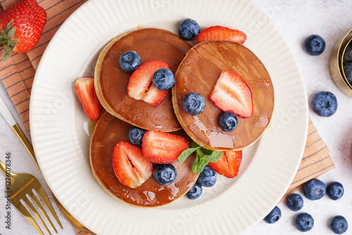 Delicious stack of golden p...