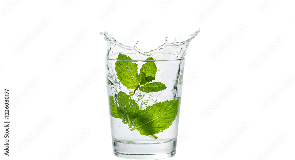 mint leaves in water glass with splashes isolated on transparent background, mint leaves in water png mint leaves in water glass with splashes isolated on transparent background, mint leaves in water png