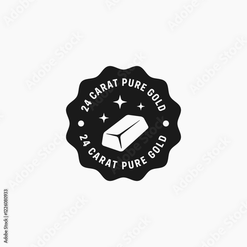 pure gold stamp vector isolated. Best 24 karat gold label for product packaging design element.
