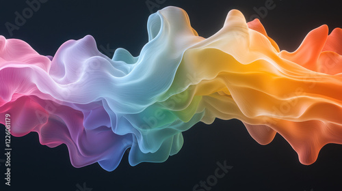 An Abstract fluid simulation with colorful waves representing scientific data