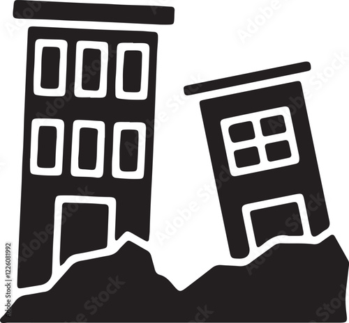 An illustration of a building being hit by a flash flood