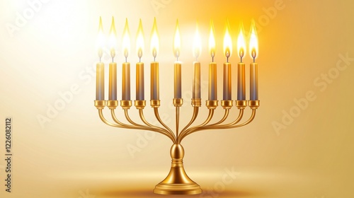 Traditional Hanukkah Celebration Candle Lighting Menorah Festival Jewish Holiday Background Illustration