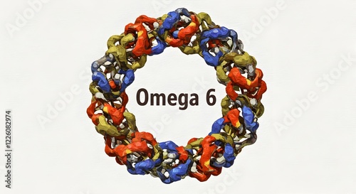 Illustration of omega 6 molecule