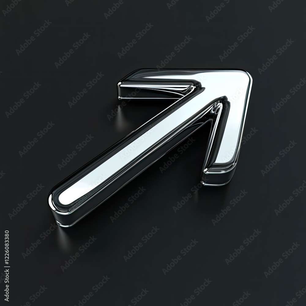Chrome arrow pointing diagonally upward on black background. (1) Chrome arrow pointing diagonally upward on black background. (1)