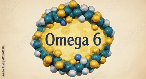 Illustration of omega 6 molecule