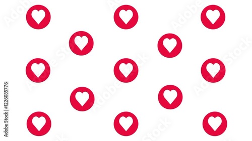 pattern with hearts animation on white background
