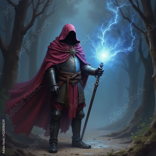 Armored Sorcerer Commanding Lightning Energy
