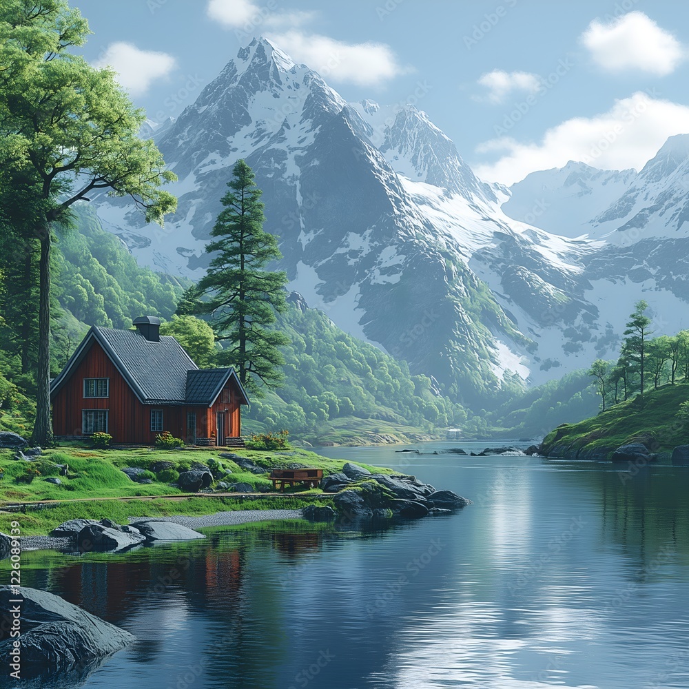 Fototapeta premium a house in the mountains