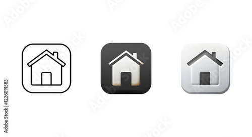 set of different home buttons isolated on transparent background