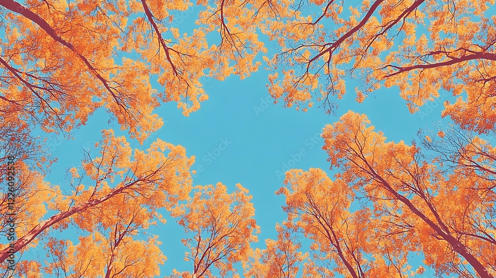 Autumnal Canopy: A Skyward Gaze into Golden Hues Autumnal Canopy: A Skyward Gaze into Golden Hues