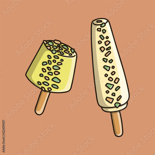 Kulfi lolly ice cream with pistachios from India