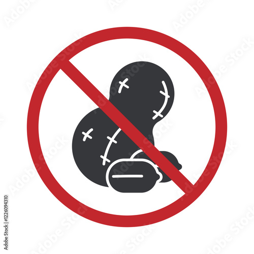 Isolated prohibition peanut icon indicating peanut-free food, ideal for food allergy symbols to ensure safety