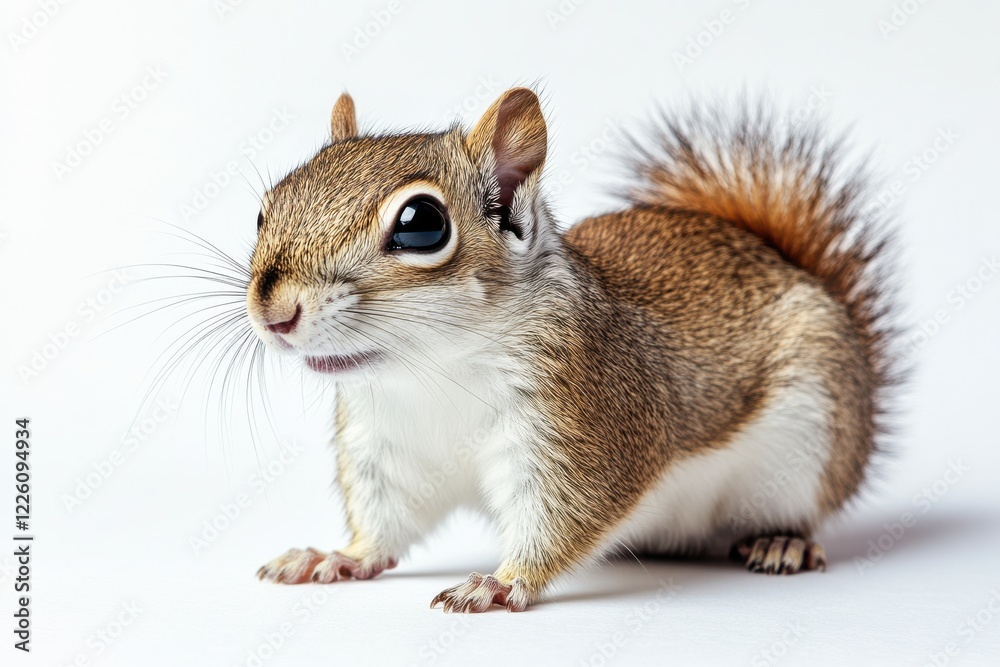 Obraz premium Adorable young squirrel posing against a white background.
