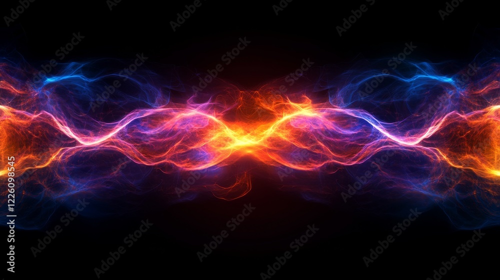 Fototapeta premium Abstract fiery and icy energy waves collide