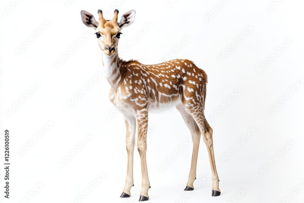 Adorable young deer fawn, white background Adorable young deer fawn, white background