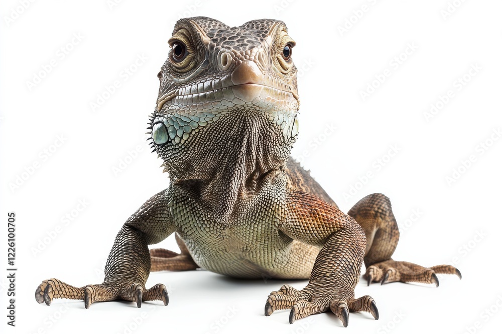 Close-up of a lizard against white background