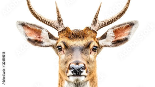 Majestic deer portrait, wildlife closeup, isolated background, nature photography, ideal for wildlife magazines photo