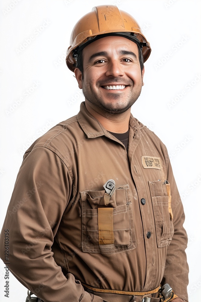 Experience worker technician in white background Experience worker technician in white background